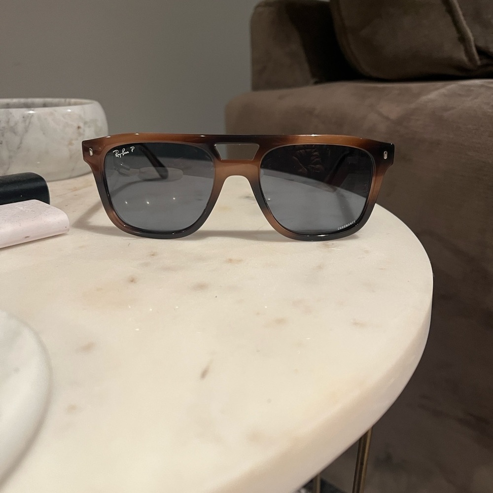 Ray-Ban Tortoise Shell Sunglasses with Polarized Light Blue Lenses
